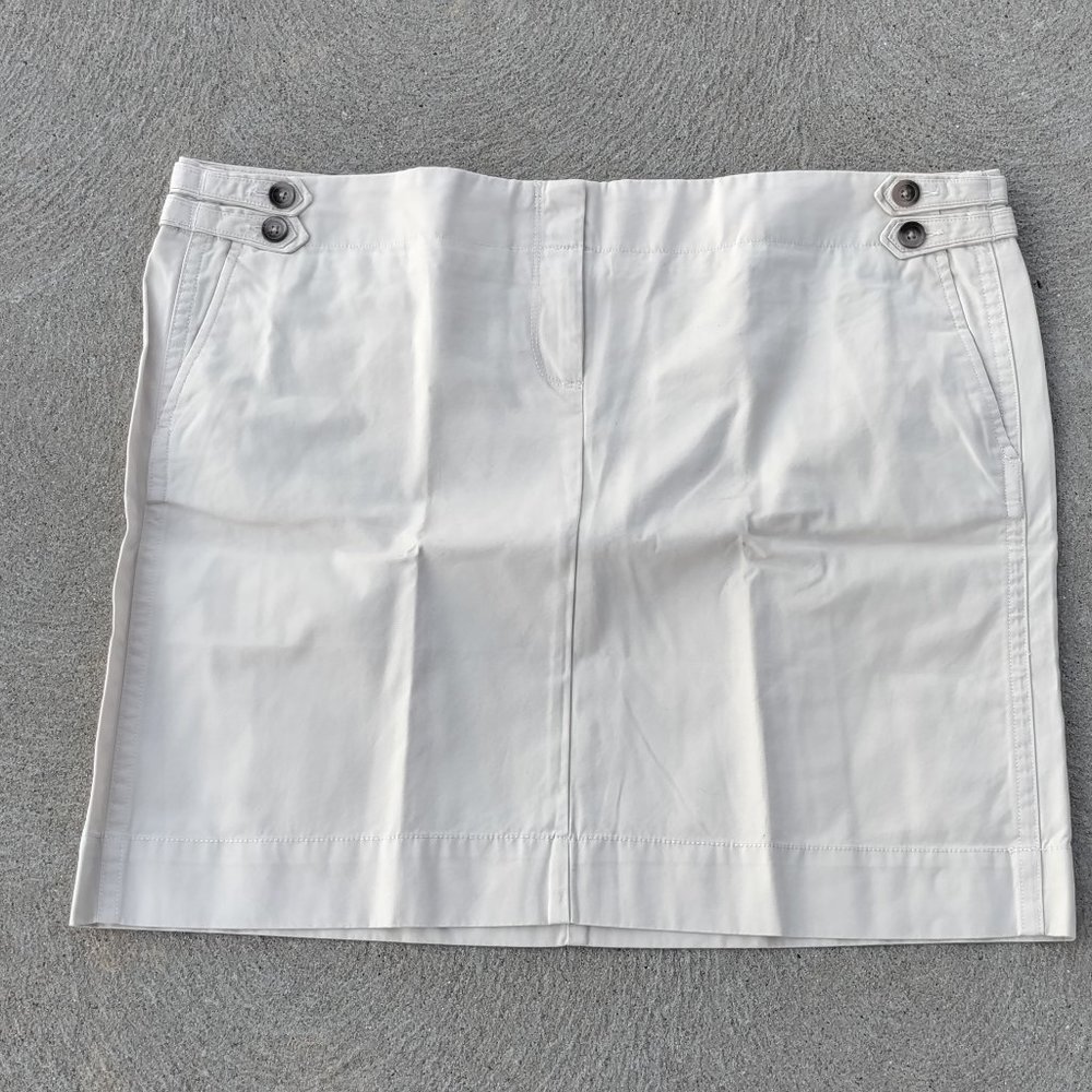 Lands' End Light Tan Khaki Stone Cotton Twill Mini Skirt 18P